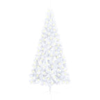 vidaXL Half Pre-lit Christmas Tree with Stand and LED String Lights-70.9" Tall-White PVC Material with Steel Feet for Stability