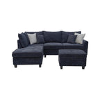 Lilola Home Harmony 99.5' W Black Fabric Sectional Sofa with Left-Facing Chaise and Storage Ottoman
