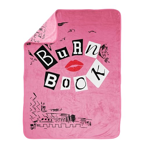 Mean Girls Burn Book Plush Throw Blanket For Girls - Measures 46' X 60' Soft Fleece Bedding - Super Soft Lightweight Pink Throw Blanket
