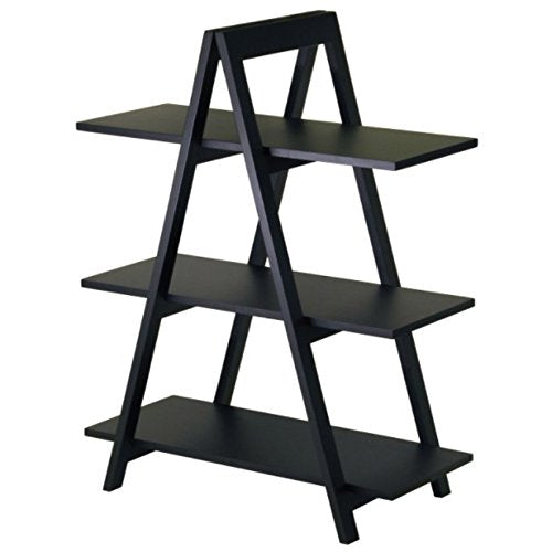 Ergode Contemporary Aaron A-Frame Shelf - 30.1' Width, 12.1' Depth - Solid Wood Frame - 3-Tier Design - 50 lbs Load Capacity - Sleek Black Finish (20130-VV)