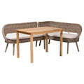 Baxton Studio Bali & Pari Raisa Modern Bohemian Natural Kubu Grey Rattan And Solid Wood 3-Piece Dining Nook Set