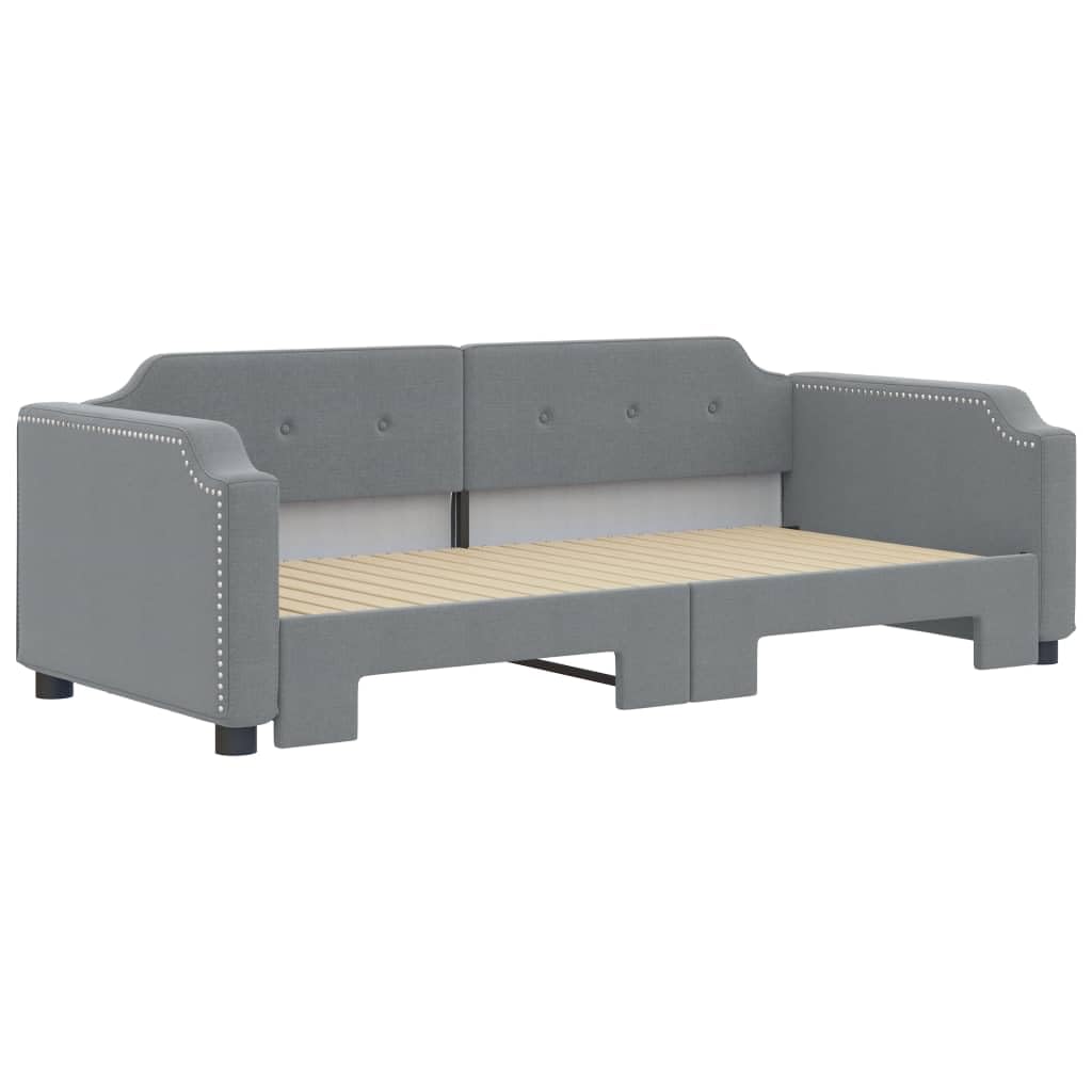 vidaXL Light Gray Daybed with Trundle, Versatile 2-in-1 Sofa and Bed, Modern Design, Comfortable Fabric Upholstery, Wood and Metal Frame
