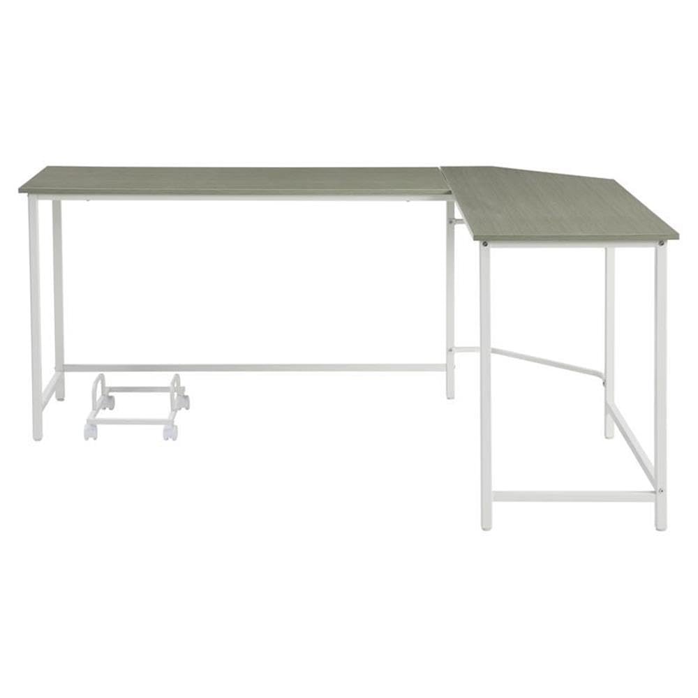 Acme Bambina Wooden Top Computer Desk with Computer Holder in Gray and White
