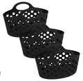 Greenbrier Basket with Handles 3 count Plastic Oval Carry Totes  Black, 842364