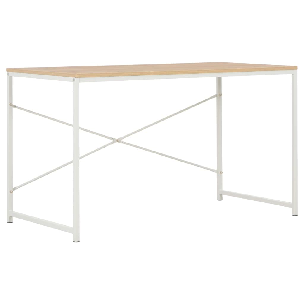 vidaXL Industrial Style Computer Desk - Large Workspace with Engineered Wood and Powder-Coated Metal Construction - White and Oak - 47.2&quot;x23.6&quot;x27.6&quot;