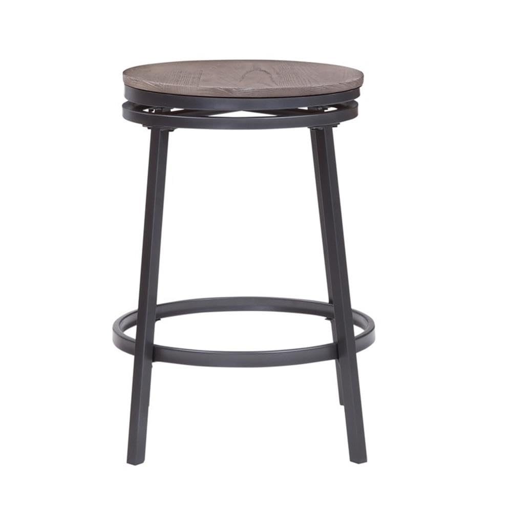American Woodcrafters Chesson Gray Metal and Wood Backless Counter Stool