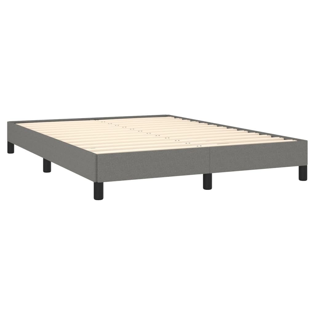 vidaXL Full Fabric Bed Frame in Dark Gray - Polyester, Plywood and Engineered Wood, Suitable for 53.9x74.8 Mattress, Safe and Comfortable for Sound Sleep