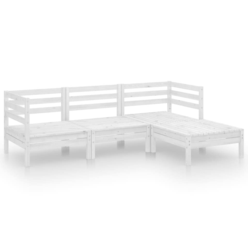 vidaXL 4 Piece Patio Lounge Set in Solid Pinewood – White, Modular Design, Weather-Resistant, Easy Assembly, Ideal for Garden/Patio/Living Room