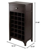Ergode Alta Wine Storage Shelf | Modern Espresso Finish | 8 Bottle Capacity | Glass Cabinet Door | Accessory Storage | 19.1' W x 12.7' D x 37.4' H (92738-VV)