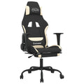 vidaXL Adjustable Gaming Chair with Foam Filled Seat and Backrest, Featuring Footrest and Modern Design, in Black and Cream Fabric, Approximate Dimension: 26" x 49.2" x (41.3"-45.5").