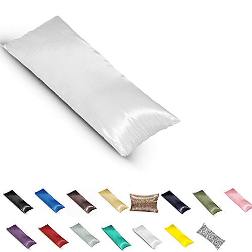 Taoson Silky Soft Satin Body Pillow Cover Pillowcase Pillow Protector Cushion Cover With Zippers (21'X54',White)