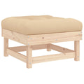 vidaXL - Solid Pine Wood Patio Footstool with Cushion | Sturdy and Stable | Outdoor Garden Furniture | Brown Natural Pine | Comfortable Seating
