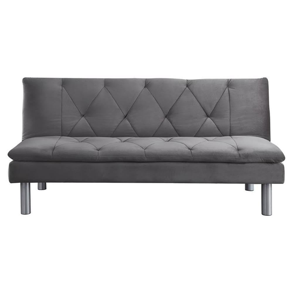 Acme Cilliers Velvet Tufted Adjustable Sofa with Metal Legs in Gray and Chrome