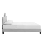 Modway Performance Velvet Queen Bed in Light Gray Platform