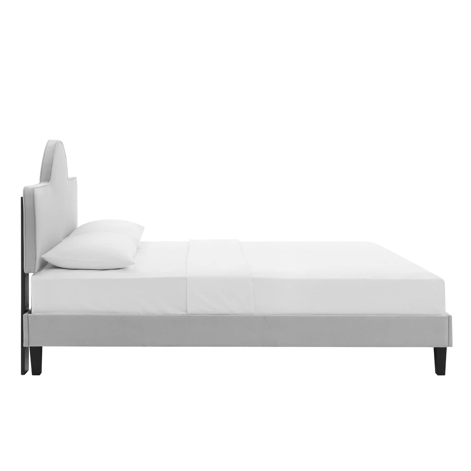 Modway Performance Velvet Queen Bed in Light Gray Platform