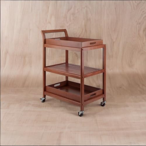 Ergode Albert Entertainment Cart: Versatile, Elegant Walnut Finish, Removable Trays