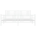 vidaXL Elegant King Metal Bed Frame with Headboard and Footboard in White - Steel Double Bed Base for Bedroom, Easy Assembly, Storage Space