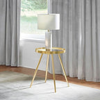Coaster Kaelyn Mid-Century Metal Round Mirror Top End Table Gold