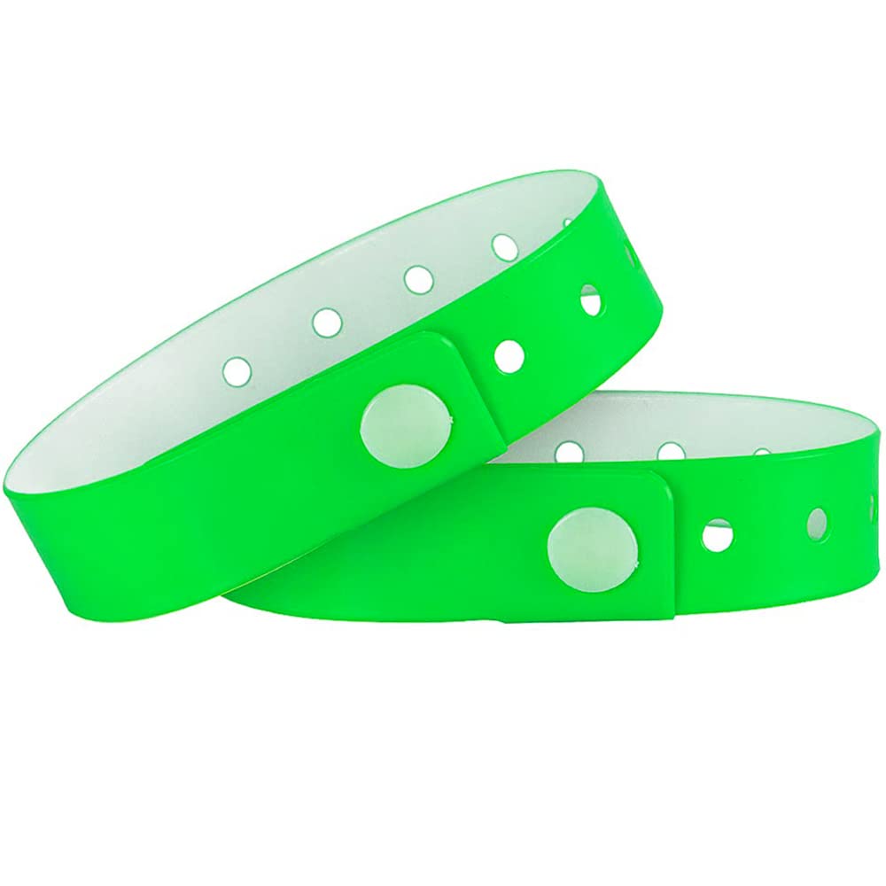 Ouchan Plastic Event Wristbands Neon Green - 500 Pack Vinyl Wristbands For Parties