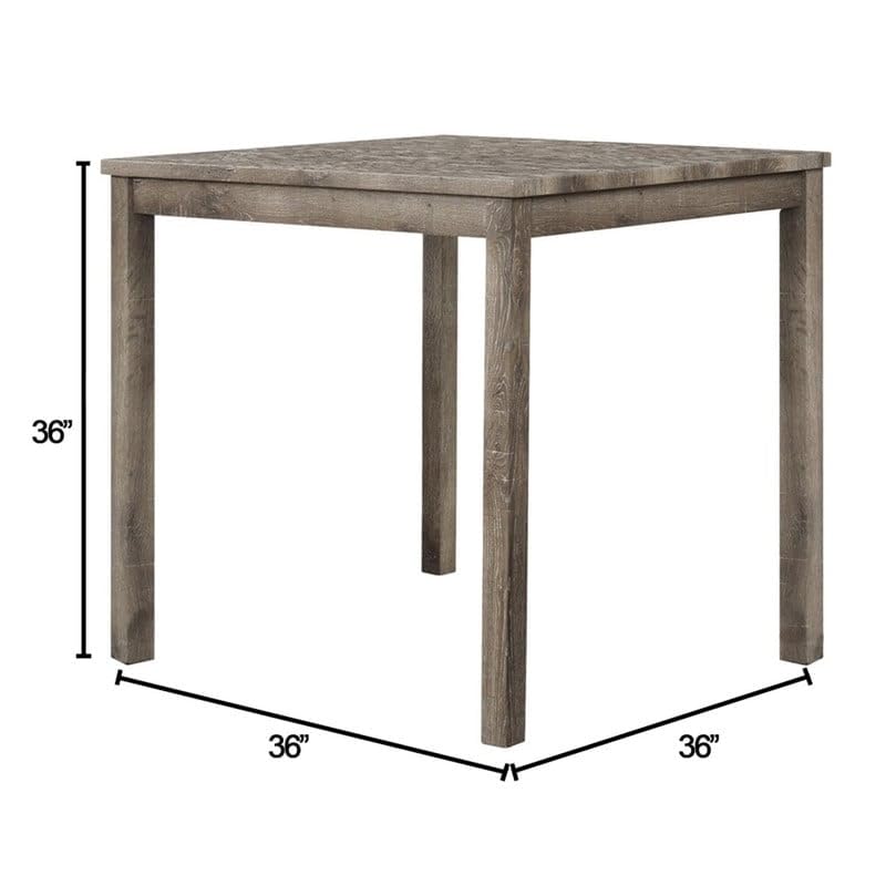 Best Master Furniture 5 Pieces Square 36 x 36 Counter Height Set Antique Oak