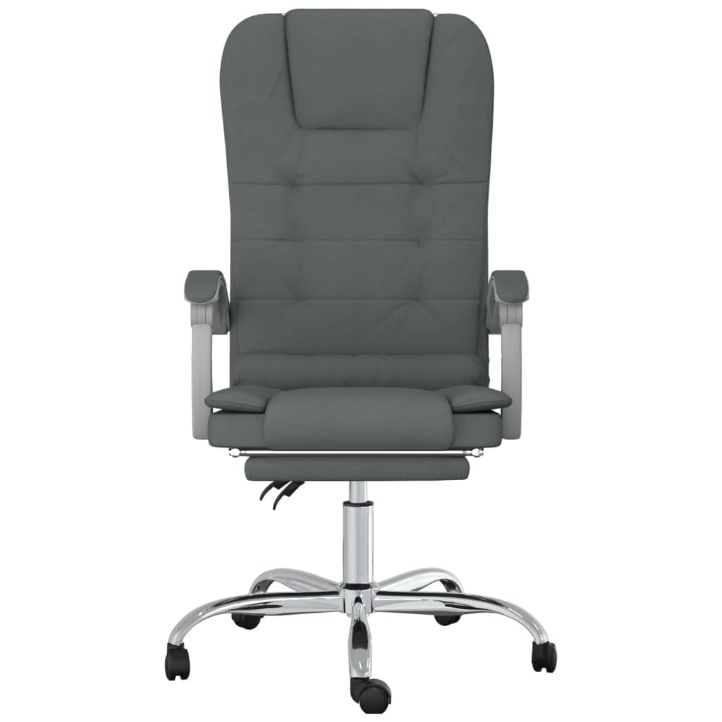 vidaXL Dark Gray Massage Reclining Office Chair - Adjustable Backrest and Height, Swivel Design with Rolling Castors, Metal and Plywood Frame