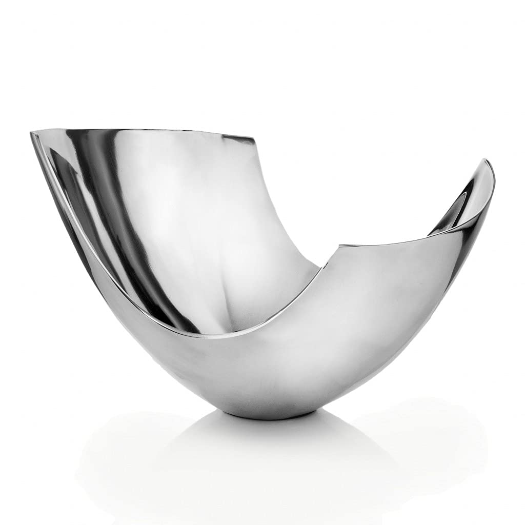 HomeRoots Silver Aluminum Abstract Tray Dish Centerpiece Bowl