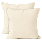 Cotton Canvas Throw Pillow Covers by Encasa Pack of 2 Natural 16'x16' No Insert with Hidden Zipper | Decorative Cushion Covers