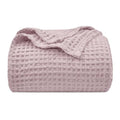 Phf Ultra Soft Waffle Weave Blanket King Size 104'X 90'- Washed Lightweight Breathable Cozy Woven Blanket For Bed - Aesthetic Decor For Couch Bedding Sofa Home Car - Dusty Rose