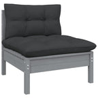 vidaXL Solid Pinewood 4-Seater Patio Sofa with Anthracite Cushions Garden Outdoor Lawn Yard Terrace Balcony Seat Seating Middle Sofa Furniture
