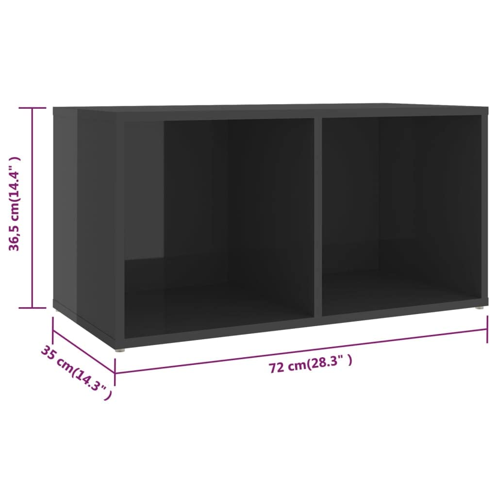 vidaXL Modern TV Stand Set, High Gloss Gray Engineered Wood, Flexible Configuration, Ample Storage Space, Easy to Clean, California Prop 65 Compliant
