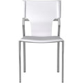Creative Images Dining Leather with Protective Coating Chair, Chrome Legs, Set of 4 Solid Back Dining Chairs White N/A Leather