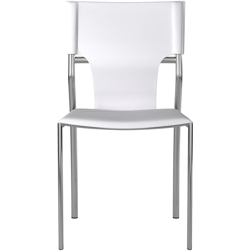 Creative Images Dining Leather with Protective Coating Chair, Chrome Legs, Set of 4 Solid Back Dining Chairs Brown N/A Leather