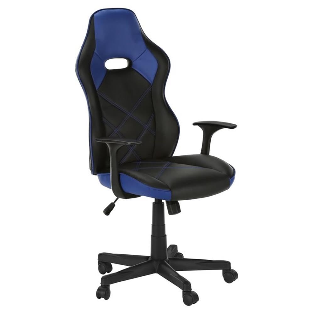 Monarch Specialties 7328, Adjustable Height, Swivel, Ergonomic, Armrests, Computer Desk, Work, Pu, Metal, Office Chair-Gaming Black Blue Leather-Look, 25.5&Quot; L X 25&Quot; W X 42&Quot; H