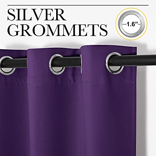 Nicetown Blackout Window Curtain Short, 55W X 86L, Sold Individually, Royal Purple Color, Home Fashion Thermal Insulated Room Darkening Drapery For Bedroom