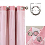 Yancorp Pink Curtains For Bedroom Living Room Thermal Insulated Kids Curtain Hollow-Out Star Window Nursery Curtain 63 Inches Length Room Darkening Grommet(Pink,52 * 63),1 Panel