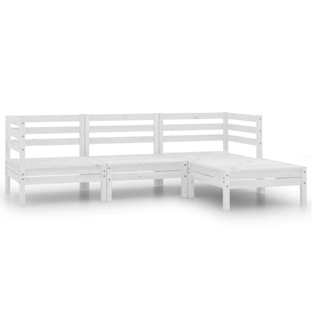 4 Piece Patio Lounge Set Solid Pinewood White