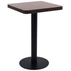 vidaXL Dark Brown Bistro Table - Modern Square Bar Table with Wood Grain Pattern and Steel Base for Indoor and Outdoor Use