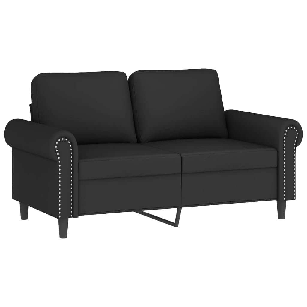 vidaXL 2-Piece Black Velvet Sofa Set Including Loveseat and 3-Seater Couch - Comfy, Sturdy Metal Frame with Foam Cushions for Living Room, Lounge