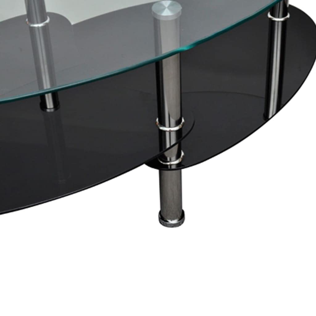 vidaXL Metal Frame Glass Tabletop Coffee Side Table Living Room Furniture Black