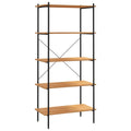 vidaXL 5-Tier Shelving Unit – Black and Oak, Steel and Engineered Wood Construction, Ideal for Office, Living Room and Garage