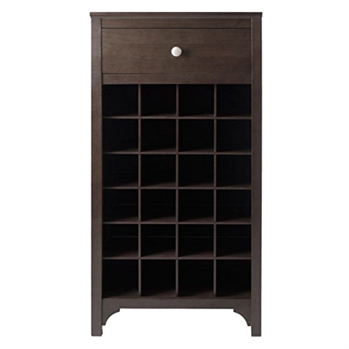 Ergode Alta Wine Storage Shelf | Modern Espresso Finish | 8 Bottle Capacity | Glass Cabinet Door | Accessory Storage | 19.1' W x 12.7' D x 37.4' H (92738-VV)