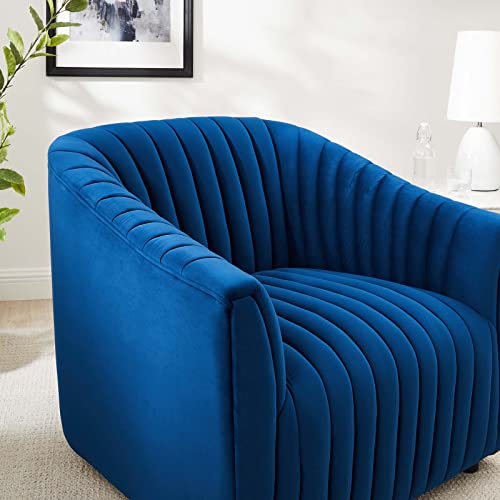 Modway Announce Modern Performance Velvet Tufted Armchair in Navy