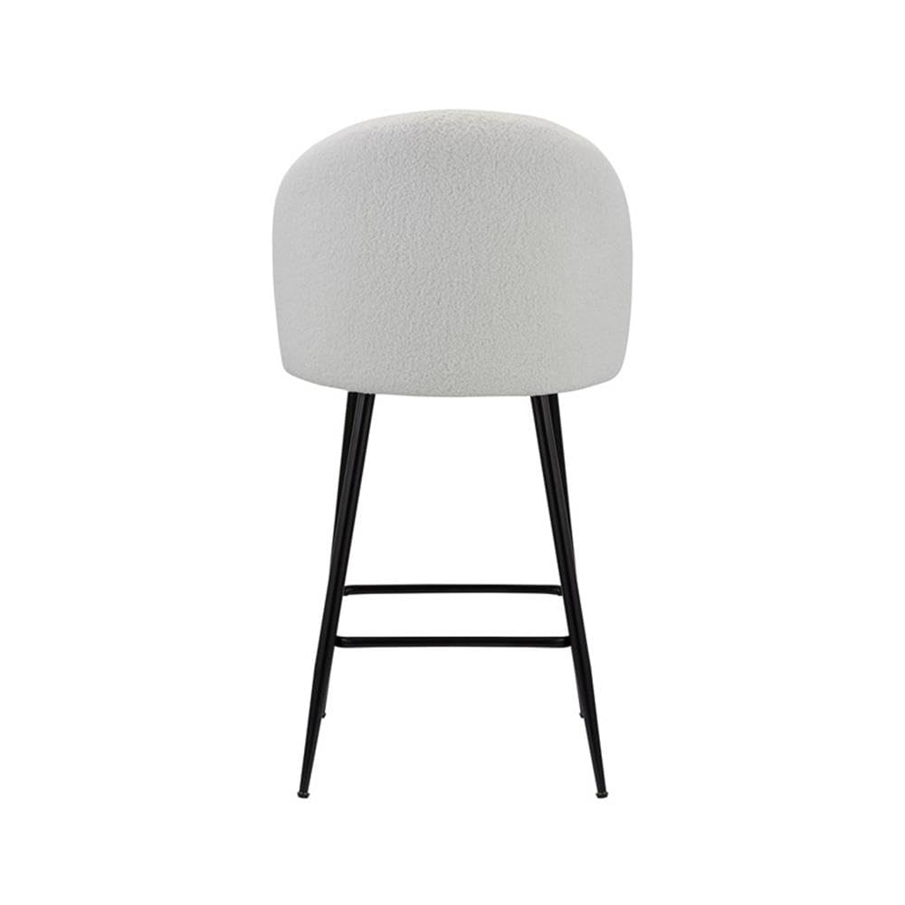 Neos Modern Furniture Whtie Teddy Fabric 26''H Stool with Metal Leg, Set of 2