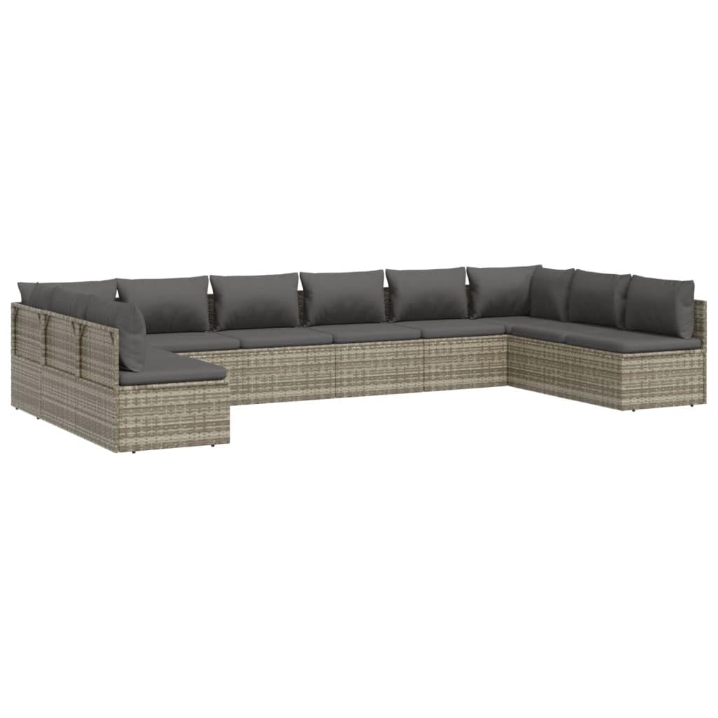 Vidaxl Chic 6-Piece Patio Lounge Set - Gray Poly Rattan Material With Cushions - Suitable For Indoor And Outdoor Use - Includes Waterproof Bags For Storage