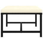 vidaXL Black Poly Rattan Sectional Footrest with Cream White Cushions - Versatile Outdoor Furniture - Steel Frame - Weather-Resistant Material
