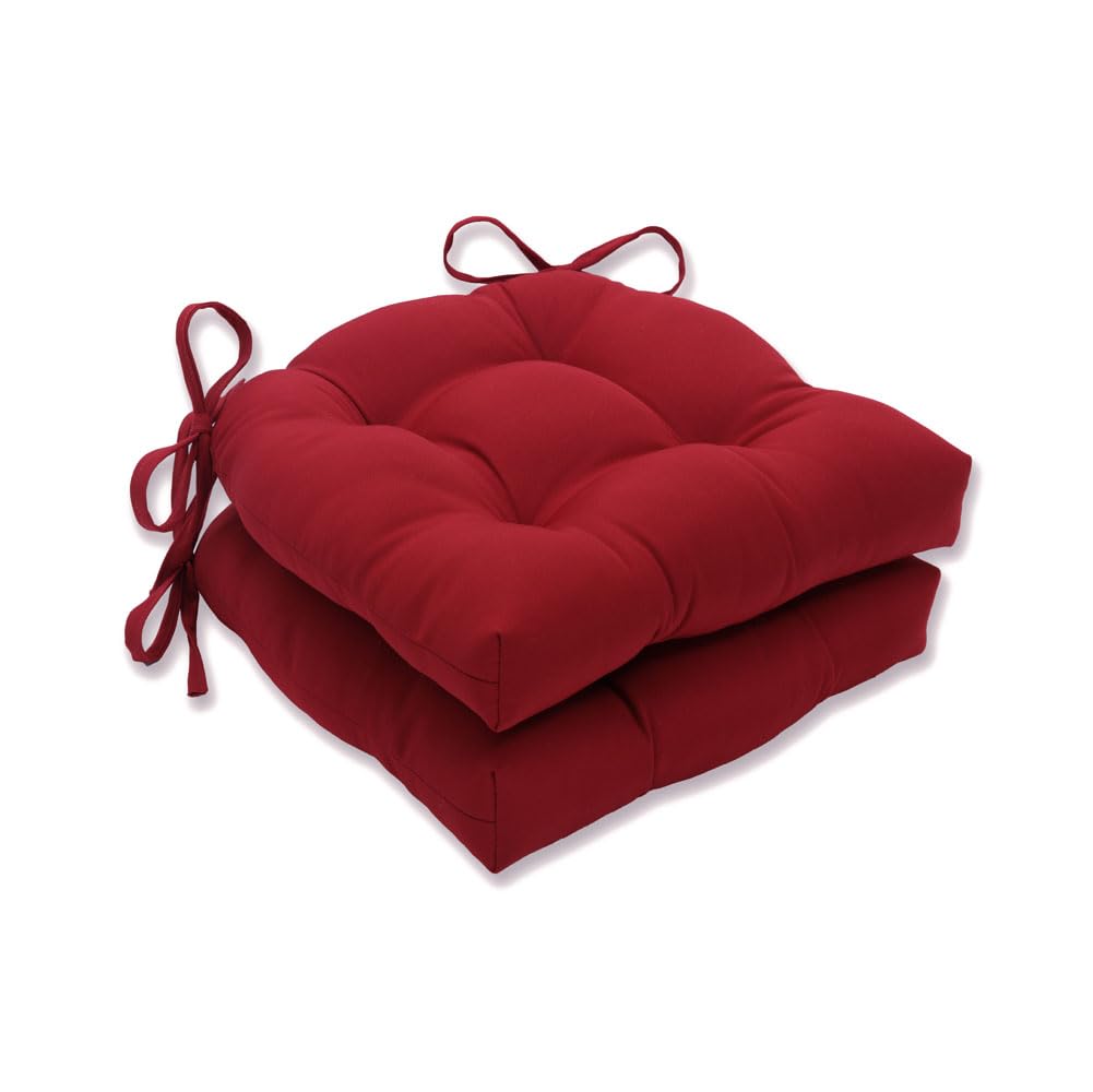 Pillow Perfect Outdoor/Indoor Pompeii Chair Pads, 15.5' X 14.5', 2 Pack,Red