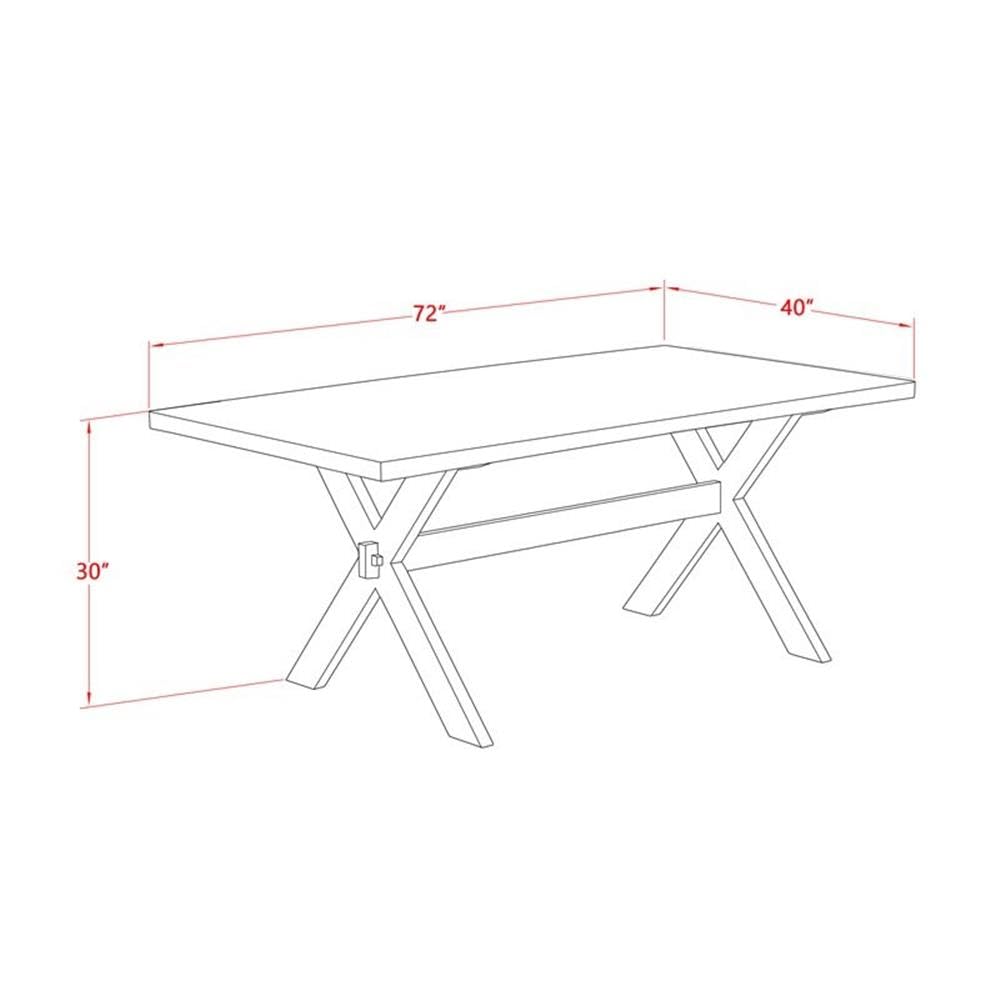 East West Furniture X797MZ716-7 7 Piece Modern Dining Table Set Consist of a Rectangle Wooden Table with X-Legs and 6 Dark Khaki Linen Fabric Upholstered Chairs, 40x72 Inch, Multi-Color