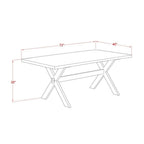 East West Furniture X777MZ748-7 7 Piece Dinette Set Consist of a Rectangle Dining Room Table with X-Legs and 6 Coffee Linen Fabric Parsons Dining Chairs, 40x72 Inch, Multi-Color