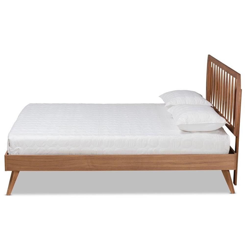 Baxton Studio Emiko Modern and Contemporary Walnut Brown Finished Wood Queen Size Platform Bed