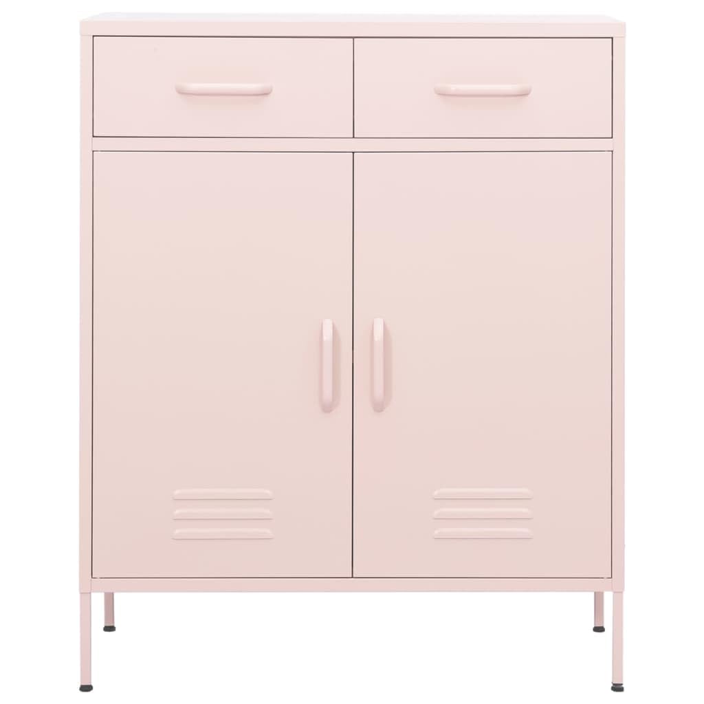 vidaXL Industrial Storage Cabinet - Robust Steel Construction, Pink, 2-Door, 2-Drawer, 40" Height